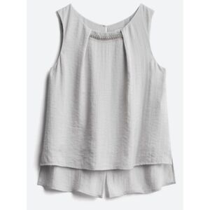 41 Hawthorne Silver Embellished Collar Sleeveless Blouse
